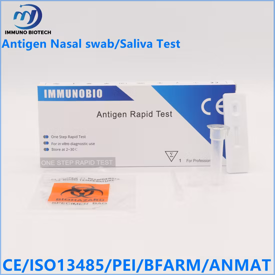 Pei/Bfarm Immunobio Coil Kit de prueba de antígeno Saliva/Frotis nasal Prueba rápida CE